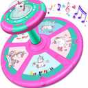 RMOKA Unicorn Sit and Spin Toy for Toddlers Girls Ages 1-3 2-4, Birthday Gift for 2 3 4 Years Old Girl, 360 Spin Seat Kids Indoor Interactive Sensory Toy with LED & Music