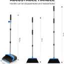 NACENA Broom and Dustpan Set, 52-in Long Adjustable Handle Broom Dustpan Combo with Dustpan Teeth to Automatically Clean Hair Suitable for Home Kitchen Office Hall FloorBlack&Blue