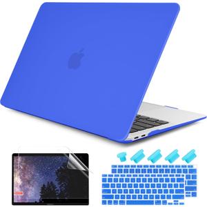 DONGKE Compatible with MacBook Air 13 inch Case 2021 2020 2019 2018 Release Model: M1 A2337 A2179 A1932, Matte Hard Case Cover for MacBook Air 13 inch with Retina Display Touch ID - Deep Blue
