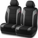 Rubbermaid Leather Car Seat Cover Universal Front Seat Cover, Airbag Compatible, Easy to Install, Water-Resistant and Durable Automotive Seat Cover for Cars, Trucks, SUVs, Vans Gray