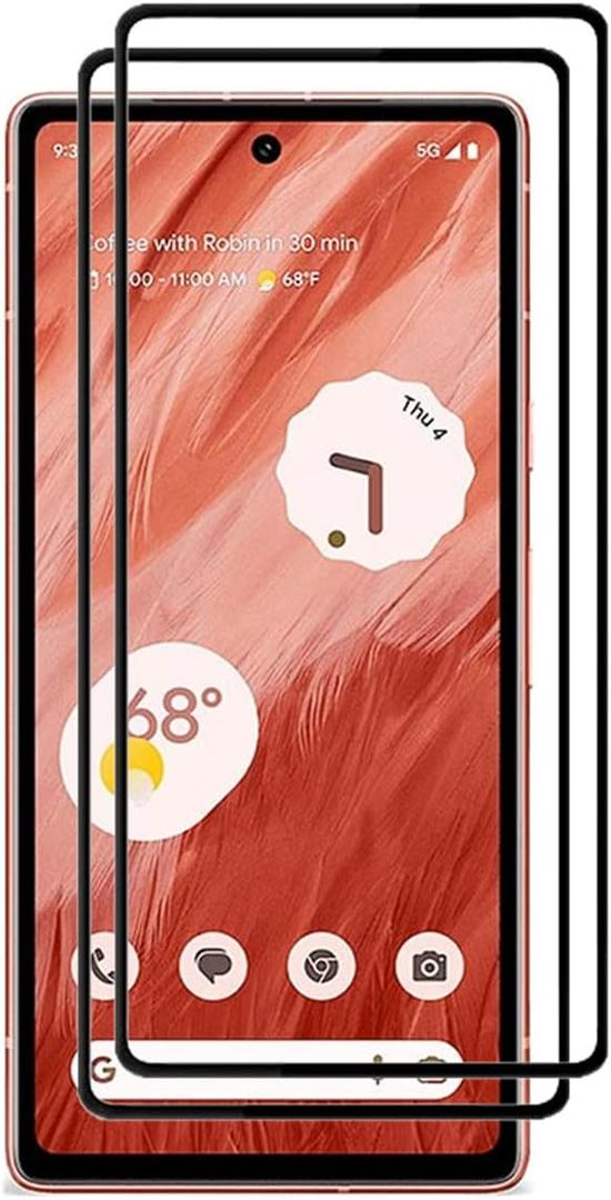 for Google Pixel 7a 2023 Full Coverage Screen Protector, [2 Pcs] Black Silk 9H Hardness Tempered Glass Screen Protector for Google 7a 6.1", Bubble Free, Anti-Scratch (Full Cover)