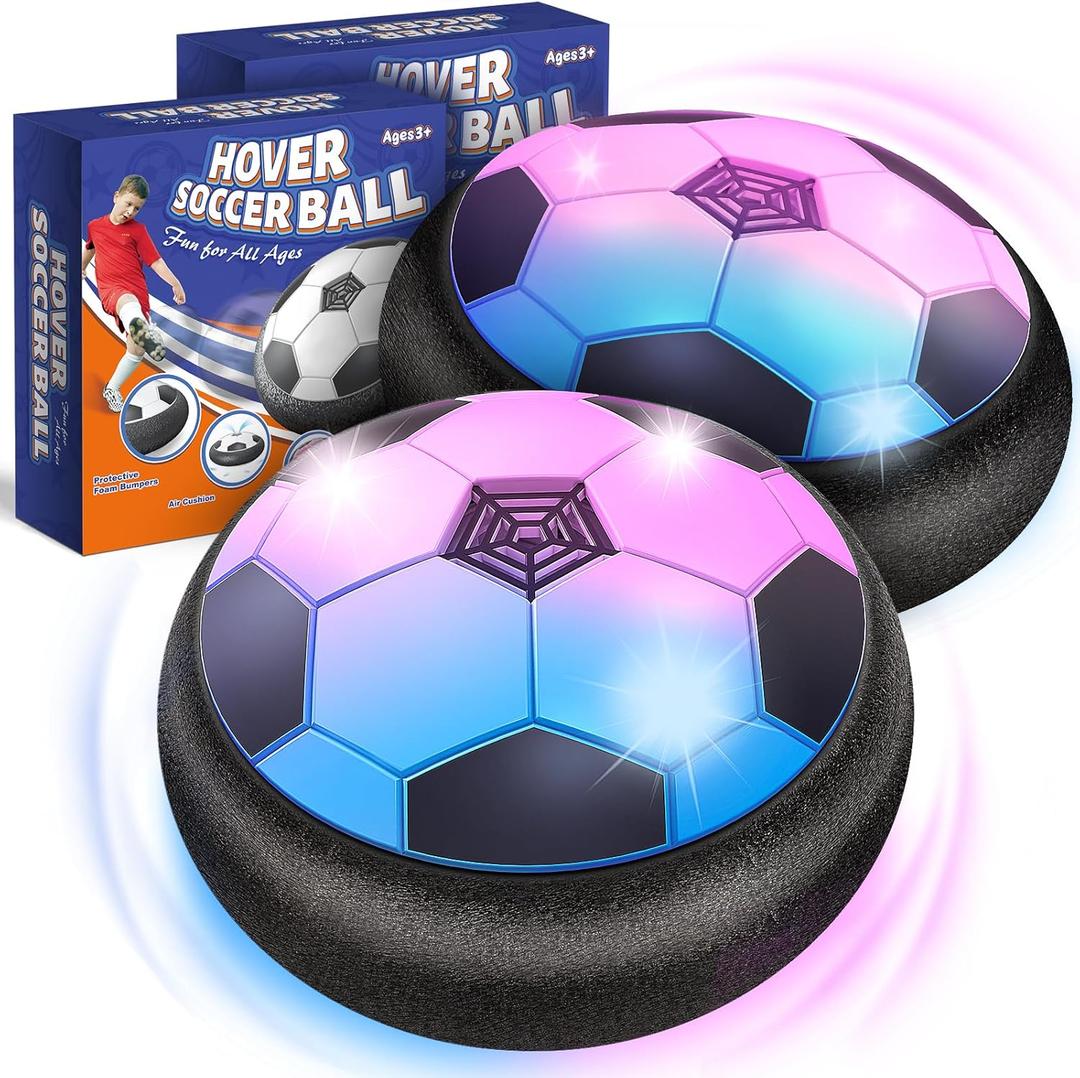 Officygnet 2 Pack Hover Soccer Ball Toys Gifts for 5, 6,7, 8-12 Year Old Boys, Indoor Boys Toys Age 6-8, Light-Up Soccer Ball Games for Kids 4-6, Ideal Christmas Birthday Sports Gifts for Kids