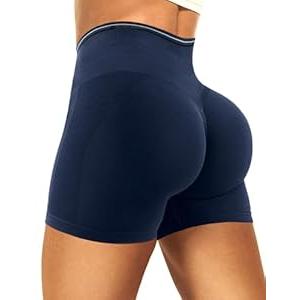 Ieumaz Amplify Scrunch Butt Lifting Gym Workout Shorts 4.5" Seamless Contour Tummy Control Biker Yoga Shorts for Women (X-Small, Color: Amplify Heavy Blue)