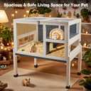 2-Story Guinea Pig Cage with Stand, Indoor Wooden Hamster Cage with Ramp, Pull-Out Tray, Hideout & Platform, Acrylic Transparent Small Animal Habitat for Chinchillas, Ferrets, Hedgehogs,Grey