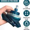 Soft Flask 500ML, TPU Collapsible Soft Water Bottle for Hydration Pack, Running Vest, Folding Water Bottle for Hiking, Cycling Hydration Flask - Slate Blue