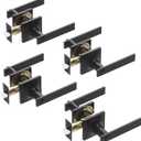 Privacy Door Levers, 4 Pack Matte Black Door Handles Keyless Interior Door Knobs Square Door Levers Heavy Duty Door Locks for Bedroom Bathroom