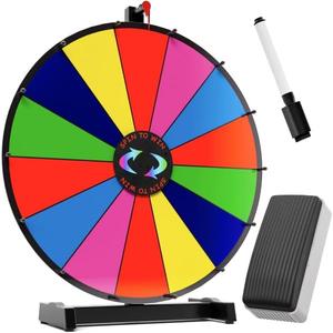 T-SIGN 18 Inch Heavy Duty Spinning Prize Wheel - 14 Slots Color Tabletop Roulette Wheel of Fortune - with Dry Erase Marker and Eraser Win The Fortune Spin Game for Carnival & Trade Show (Multicolor) T-SIGN 18 Inch Heavy Duty Spinning Prize Wheel - 14 Slots Color Tabletop Roulette Wheel of Fortune - with Dry Erase Marker and Eraser Win The Fortune Spin Game for Carnival & Trade Show (Multicolor)