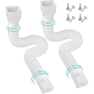 PXCAYFF 2 Pack Rain Gutter Downspout Extensions Flexible,Downspout Extender Diverter Extendable from 21" to 58". Drain Pipe Connector Extendable for Most Residential Downspouts (White)