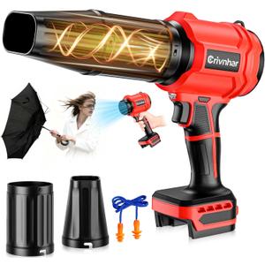 Cordless Leaf Blower Compatible for Milwaukee 18V Batteries(Tool Only), Handheld Garden Blowers with LED Light & 2 Nozzles, Variable Speed Turbo Blower for Leaves, Dust, Driveway, Patio, Lawn, Deck (Red/Black)