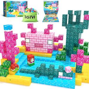 Magnetic Blocks - Build Mine Magnet World Ocean Set, Magnets Building Toys for Kids Ages 3-5 4-8, STEM Montessori Sensory Toys for Toddler 3+ Year Old Girls Boys, Classroom Must Haves Supplies
