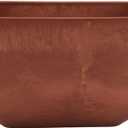 PSW Pot Collection 12x6 inch Plastic/Stone/Wood Composite Square Planter No Drainage Hole (Drillable), Modern Indoor/Outer Pot for Flowers, Foliage, Succulents, Fairy Gardens Terra Cotta Color