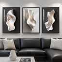 Framed Abstract Black and White Wall Art for Living Room, Large 3 Piece Modern Bright Style Artworks for Wall, Luxury Minimalist Painting Prints for Dining Room Hallway Office Wall Decor, 24x36 Inch