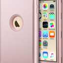 ULAK Compatible with iPod Touch 7th/6th/5th Gen Case, Heavy Duty Shockproof High Impact Protective Case with Dual Layer Soft Silicone + Hard PC for Apple iTouch 5/6/7, Rose Gold
