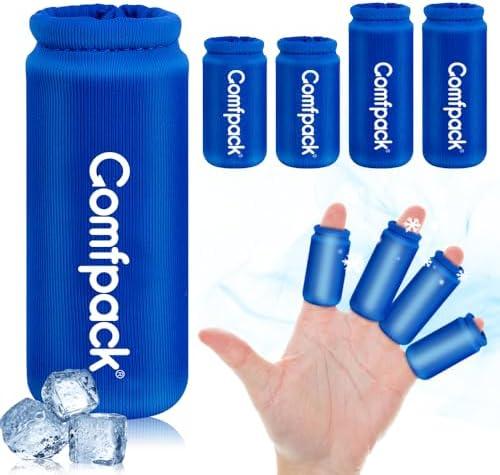 Comfpack 4PCS Finger Sleeves Gel Ice Pack, Finger and Toe Thumb Cold Gel Ice Packs, Reusable Hot Cold Compression Finger Brace Ice Packs for Arthritis, Trigger Finger, Toe Injuries, Gout, Sprain