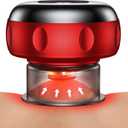 5-in-1 Smart Dynamic Cupping Therapy Massager Set, 12 Levels Heat & Suction Cupping Kit for Massage Therapy, Electric Cupping Device with Red Light Therapy for Back Pain, Knots, Muscle Soreness (Red)