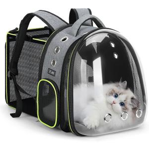 Lekereise Cat Bubble Backpack Carrier - Expandable Large Space Cat Backpack for Kitty Small Dog up to 18lbs, Transparent Pet Carrier for Travel, Hiking, Walking & Outdoor, Gray