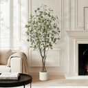 GarveeHome Artificial Eucalyptus Tree Indoor, 5 ft Tall Fake Artificial Plant with White PlanterLarge Faux Floor Plant Fake Silk Trees Artificial Trees for Home Decor Indoor