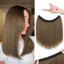 REECHO 12" Invisible Wire Hair Extensions with Thinner Softer Lace Weft Adjustable Size Removable Secure Clips in Short Straight Secret Hairpiece for Women - Light Ash Brown with Highlights (12 Inch (Pack of 1))