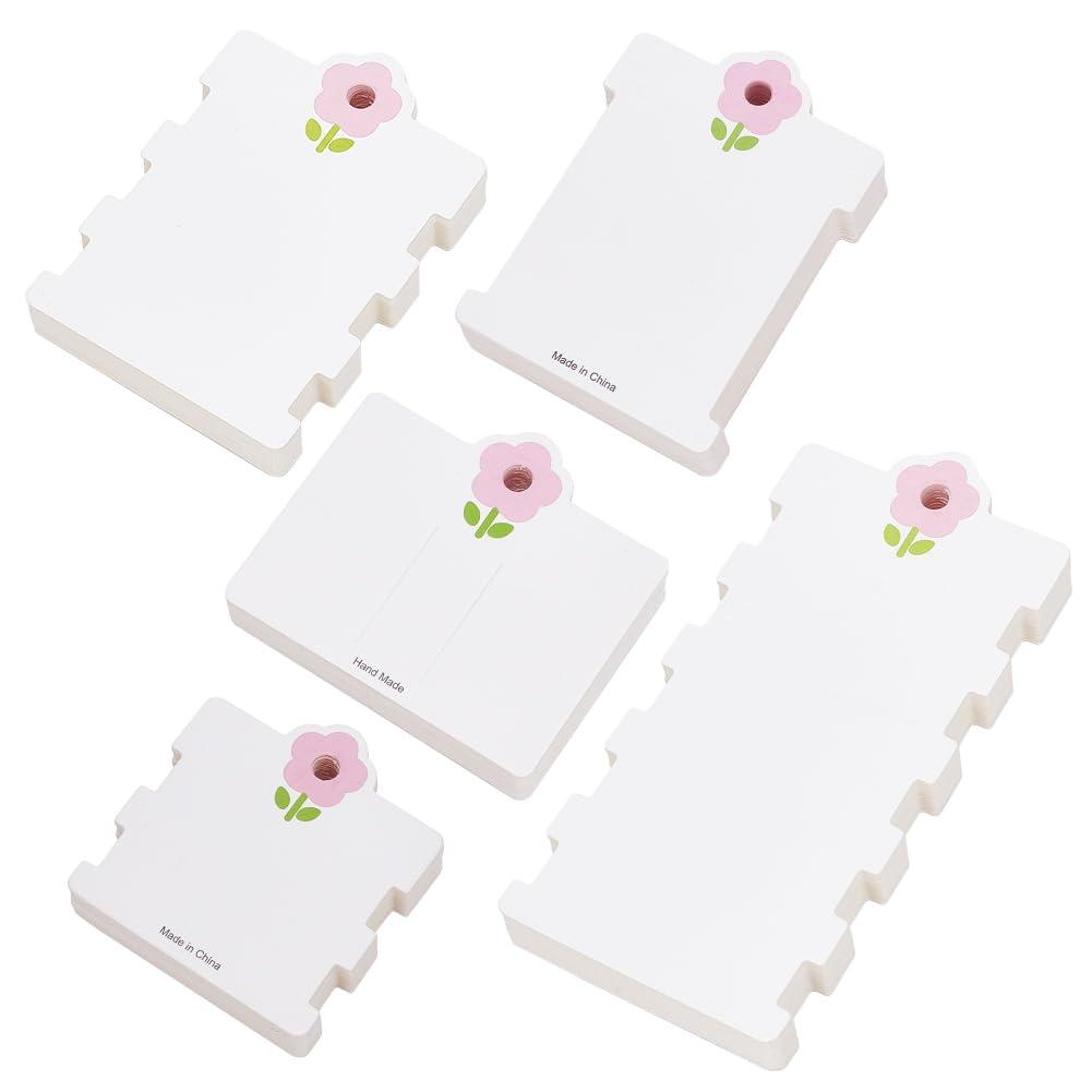 150Pcs Hair Accessories Display Cards - 5 Styles Rectangle White Cardboard Holders for Barrettes, Clips, and Jewelry
