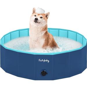 Furrybaby Dog Pool, Foldable Dog Pools for Large Dogs Portable Kiddie Pool Pet Doggie Wading Swimming (Green 63'') Indoor and Outdoor