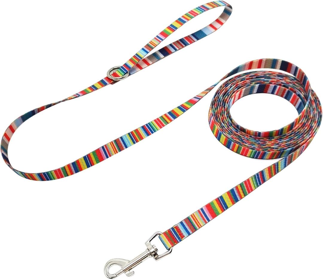 WYuZe Waterproof Dog Leash 7FT 12FT, Odor-Proof Strong Coated Nylon Leash - Lightweight & Easy to Clean for Small Medium Dogs Outside Walking, Training, Beach Playing (12ft, Rainbow) (5/8'' x 12 FT)