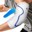 Elbow Brace Support with Gel Pads Breathable Elbow Compression Sleeve for Men & Women 4D Knit Elbow Sleeve for Golfer's, Tennis Elbow, Tendonitis, Reduce Joint Pain During Any Activity(White, Medium)