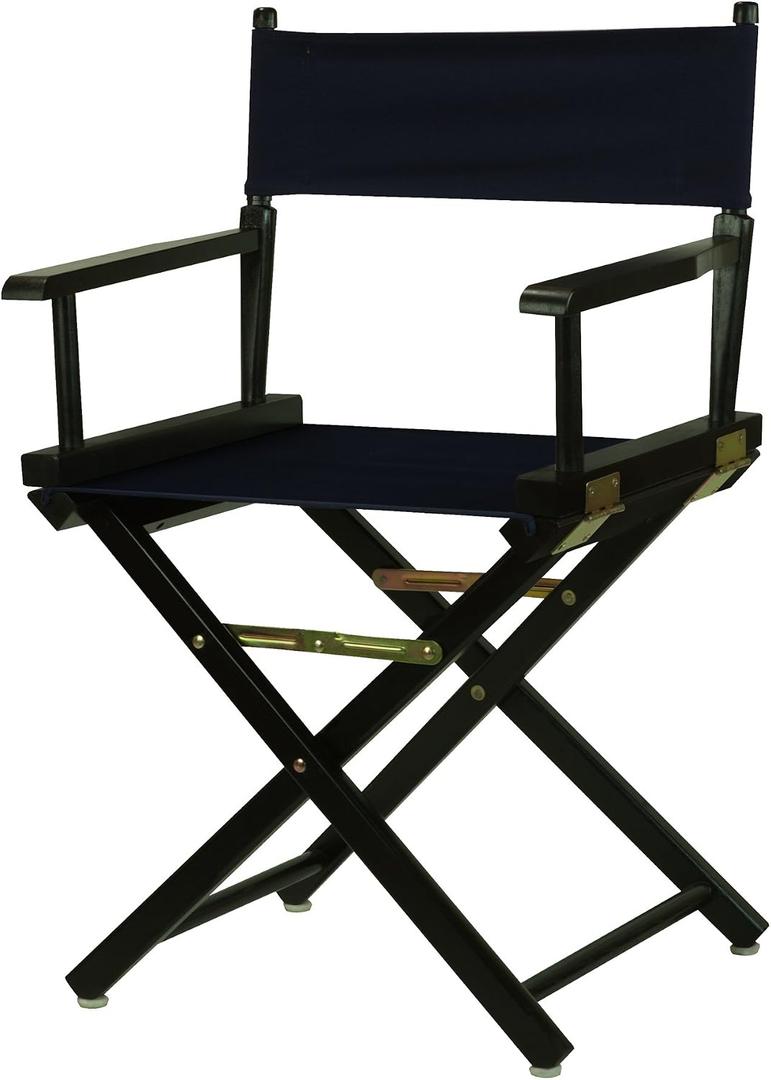 Casual Home 18" Director's Chair Black Frame with Navy Canvas, 18 in