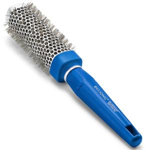 Bio Ionic BlueWave Round Brush, NanoIonic Conditioning Hair Brush with Crimped Bristles for Tension, Soft-Touch Easy Grip Handle - Professional Styling Brush