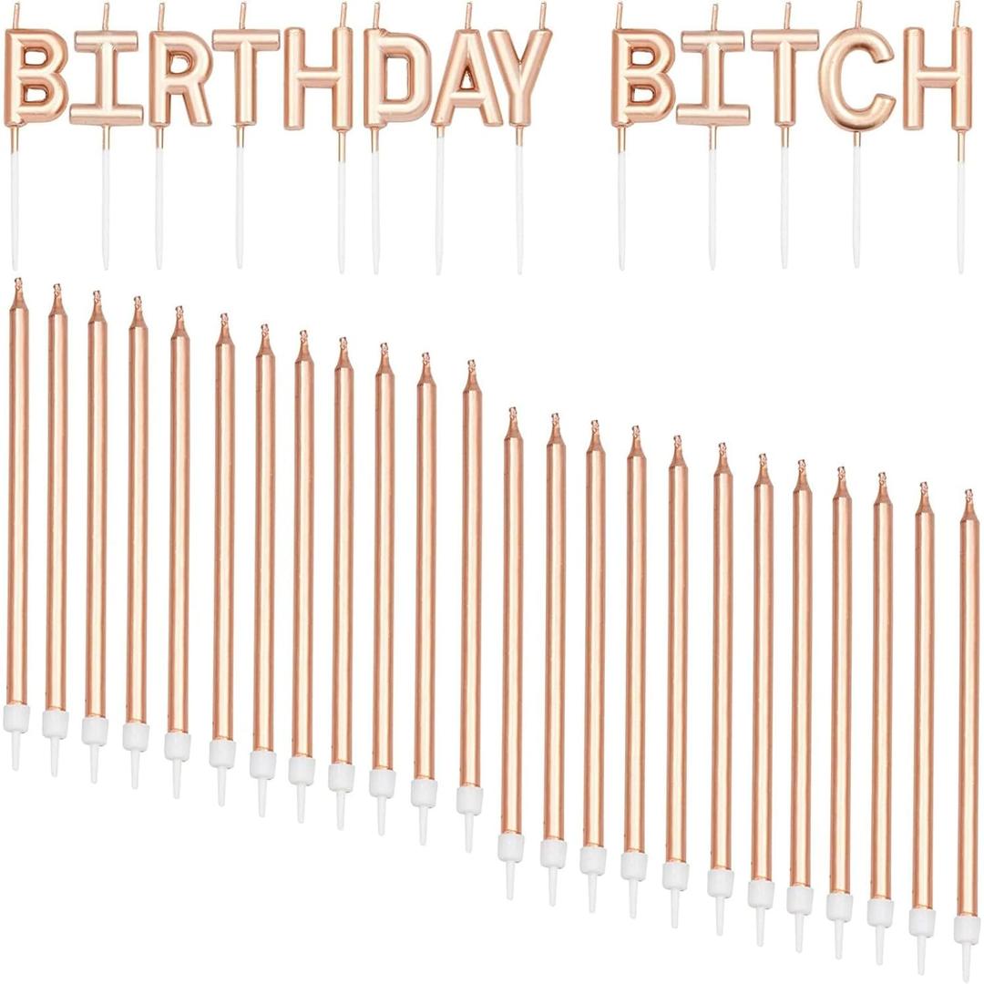 BLUE PANDA - Birthday B Cake Candles with Holders (37 Pack)