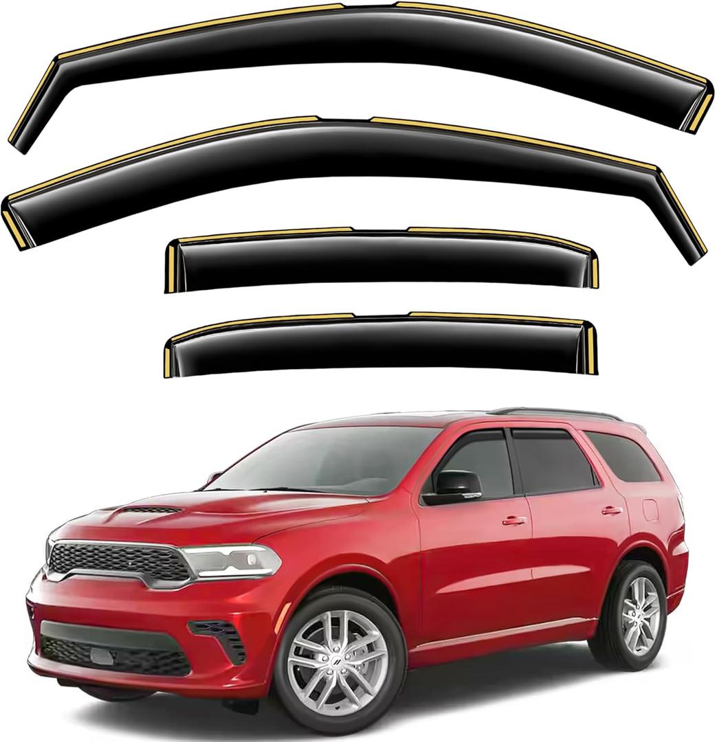 in-Channel Window Rain Guards Intended for Dodge Durango 2011-2025 Vent Visors Window Visors Extra Durable Window Deflectors Vent Shades Car Accessories-4 pcs 6-Q15