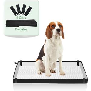 Large Portable Dog Pee Pads Holder for Travel, Puppy Pad Holder Foldable Liner Base 33''x23'' Training Pad Holder with Fixing Clips, Dog Litter Box Waterproof, Easy Clean,Indoor Potty
