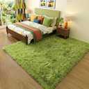 Grass Green Rugs for Bedroom, Fluffy Shag Area Rug 4x6 for Kids Room Living Room Baby Nursery Decor Aesthetic, Cute Furry Cool Shaggy Throw Bedside Fuzzy Plush Moss Carpet for Dorm Classroom Playroom