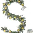 6 Ft Christmas Garland with Lights, 30 Warm Lights with 8 Light Modes,Prelit Christmas Garland with Pine Cones,Lighted Garland, Ceadr Garlands RealisticOutdoor Garland with Lights (Green)