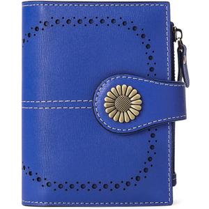 SENDEFN Small Womens Wallet Leather Bifold Card Holder RFID Blocking with Zipper Coin Pocket