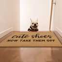 Cute Shoes Take Them Off Door MatsCute Funny Welcome Decoration Door Mat for Home Outside Entryway, Rustic Botanical Artificial Coir Doormat Rugs for Patio Entry Kitchen Decor, 17x30 Inch