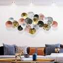 edaknez Coastal Metal Wall Art Decor for Living Room, Large Nautical Metal Wall Decor, 3D Modern Gold Lotus Leaves Wall Decoration, for Living Room, Bedroom (A 53 inch x 26 inch)