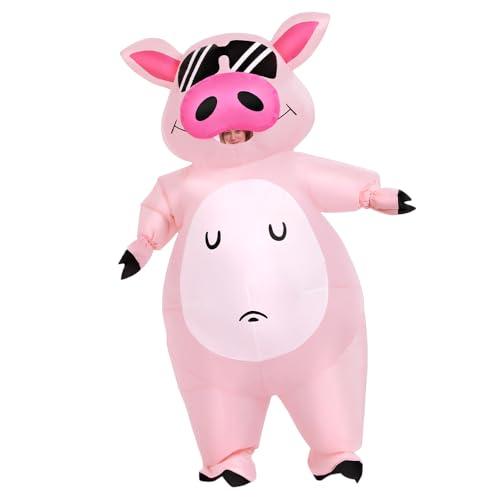 KOOY Inflatable Pig Costume, Pig Costume Adult Inflatable Costumes Adult Size Full Body Blow up Costumes for Adults Women Men Inflatables Fancy Funny Suit for Halloween Party