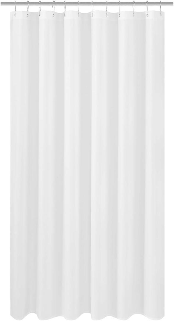 N&Y HOME Extra Long Fabric Shower Curtain or Liner 72 x 92 inch, Hotel Quality, Washable, White Bathroom Curtains with Grommets, 72x92