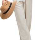 Women's High Waist Wide Leg Pants, Relaxed Beach Trousers with Side Pockets, Fit for Casual Wear (Medium, Light Khaki)