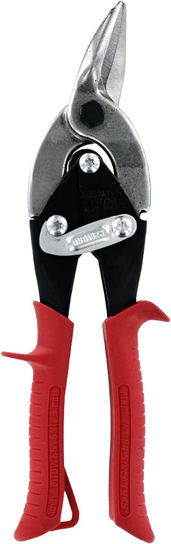 MIDWEST Aviation Snip - Left Cut Regular Tin Cutting Shears with Forged Blade & KUSH'N-POWER Comfort Grips - MWT-6716L