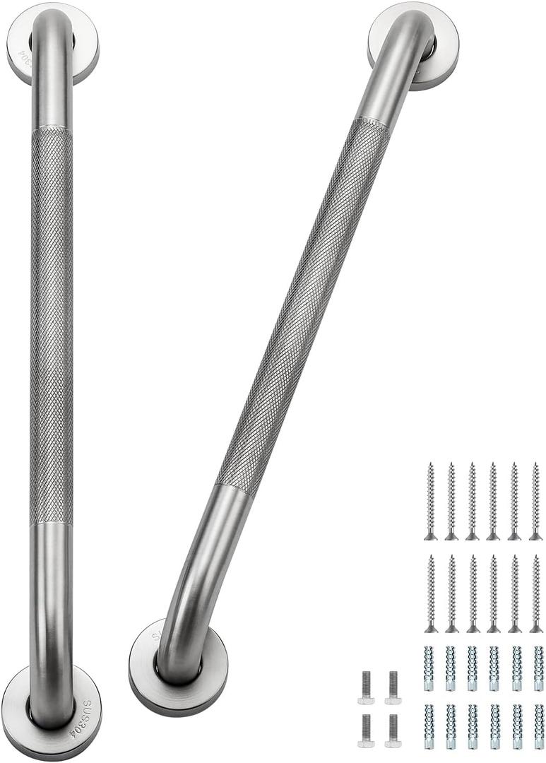 Grab Bars for Shower 2 Pack 18-Inch, Stainless Steel Anti-Slip Safety Shower Handle for Elderly Bathroom Wall Support Handicap Handicap Grab Bars for Seniors, Brushed Nickel