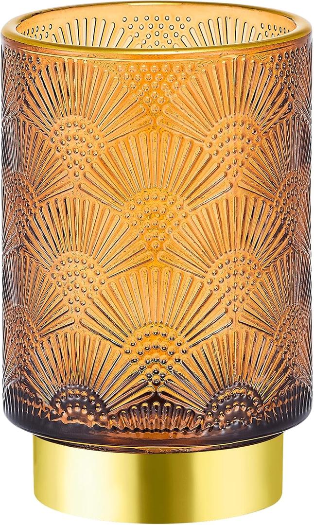 Makeup Brush Holder Organizer,Toothbrush Holders,Desk Pen Pencil Holder,Multifunctional Vintage Glass Brush CupA41-5-US (Brown)