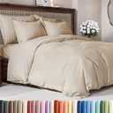 Duvet Cover Queen Size Set - Extra Soft Queen Duvet Cover 90" x 90" with 2 Pillow Shams - Hotel Luxury, Easy Care and Fade Free w/ Zipper Closures & Ties - All Season, Comfy, Cozy & Breathable (Wheat) (14 - Wheat (No Comforter))