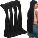 4 Pcs Jumbo Dreadlock Cap 37'' Hair Dreads Head Wrap Loc Wraps for Dreads Hair Accessories for Men Women Sleeping (Black)