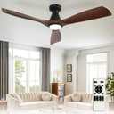 Depuley 52-Inch Ceiling Fans with Lights: Walnut 3 Blade Flush Mount Low Profile Ceiling Fan for Bedroom - Dimmable Indoor Outdoor Fan with Remote Control Ultra Quiet DC Motor Timer