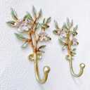 Vintage Flower-Shaped Decorative Wall Hooks, 2 Pack Hand-Painted Floral Metal Wall Hook Rack Hangers for Hanging Coats, Clothes, Keys, Hats, and Towels