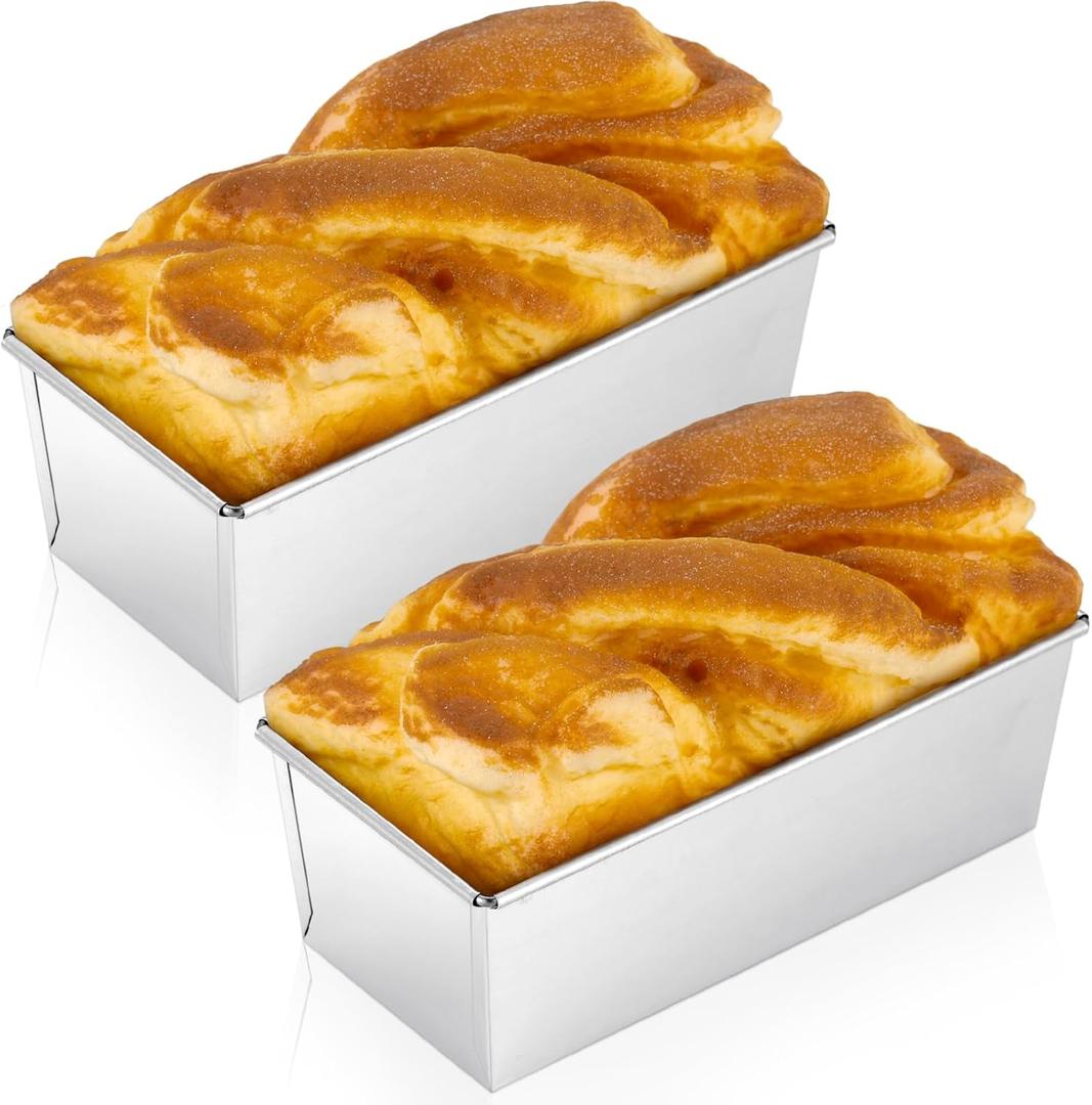 Funnymoom 2 Pcs Nonstick Loaf Pan, 7 x 3 x 2.36 Inch Small Loaf Pans for Baking Bread Stainless Steel Rectangle Baking Bakeware for Breads Casseroles Vegetables Dishwasher Safe