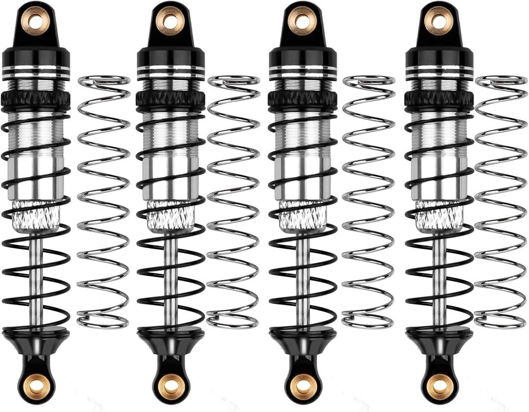 HobbyPark All Metal Aluminum 59mm RC Shocks Long Travel Shock Absorber for TRX4M TRX4MT 1/18 RC Crawler Upgrades Threaded Body Oil Damper Assembled, Replacement of 9764 (Black&silver)