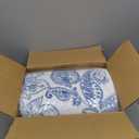 Pointehaven Combed Cotton Percale Printed Full Boho Paisley Blue Quilt Set - King Quilt and Two King Shams - Floral - Taupe Blue and Cream - Quilt (106x92in.) and Shams (20x36in.) - Reversible - Cotton