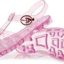 Toddler Sandals Jelly Shoes Girls Unisex Boy Flat Retro Slides Clear Kids Water Slippers Slingback Summer Beach Size 8 Adjustable Buckle Glitter Dress Soft (Pink)